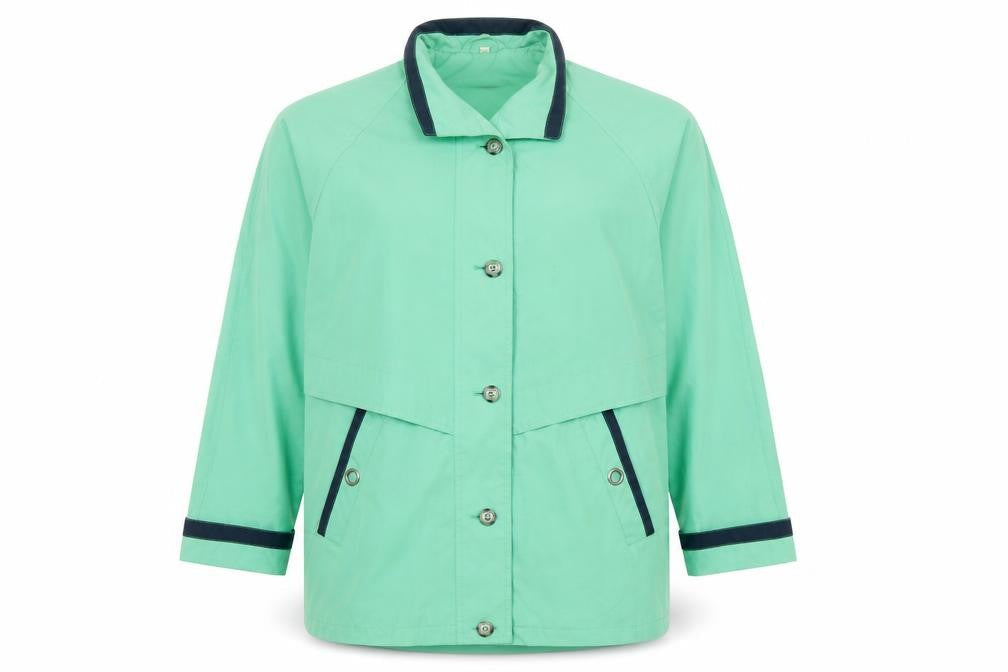 Telemac Mens Green Rain Coat Coat Size M Button