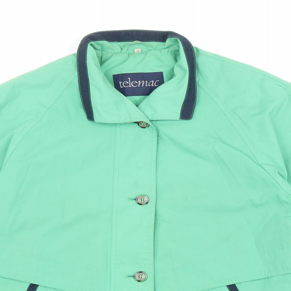 Telemac Mens Green Rain Coat Coat Size M Button
