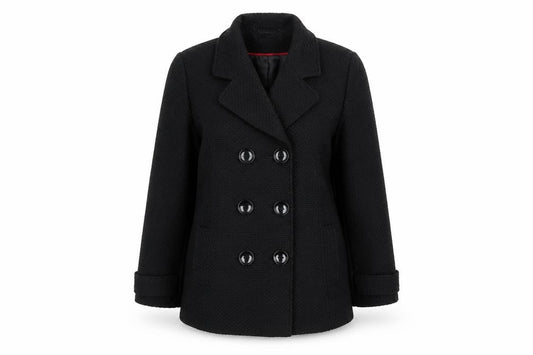 Classics Womens Black Overcoat Coat Size 14 Button