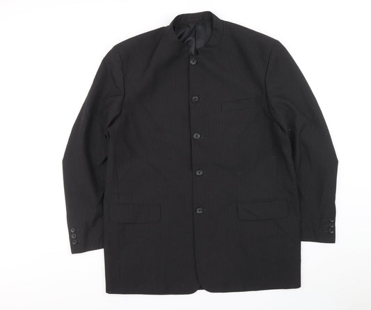Classics Mens Black Striped Jacket Blazer Size M Button - Pin striped