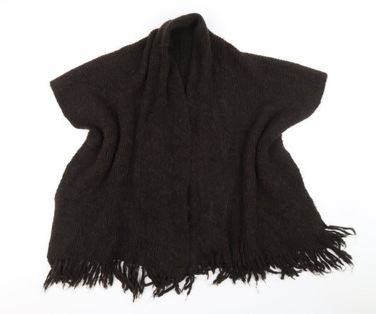 Klass Womens Brown V-Neck Acrylic Wrap Jumper One Size
