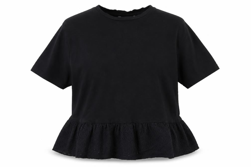 prep&co Womens Black Cotton Basic Blouse Size 14 Round Neck