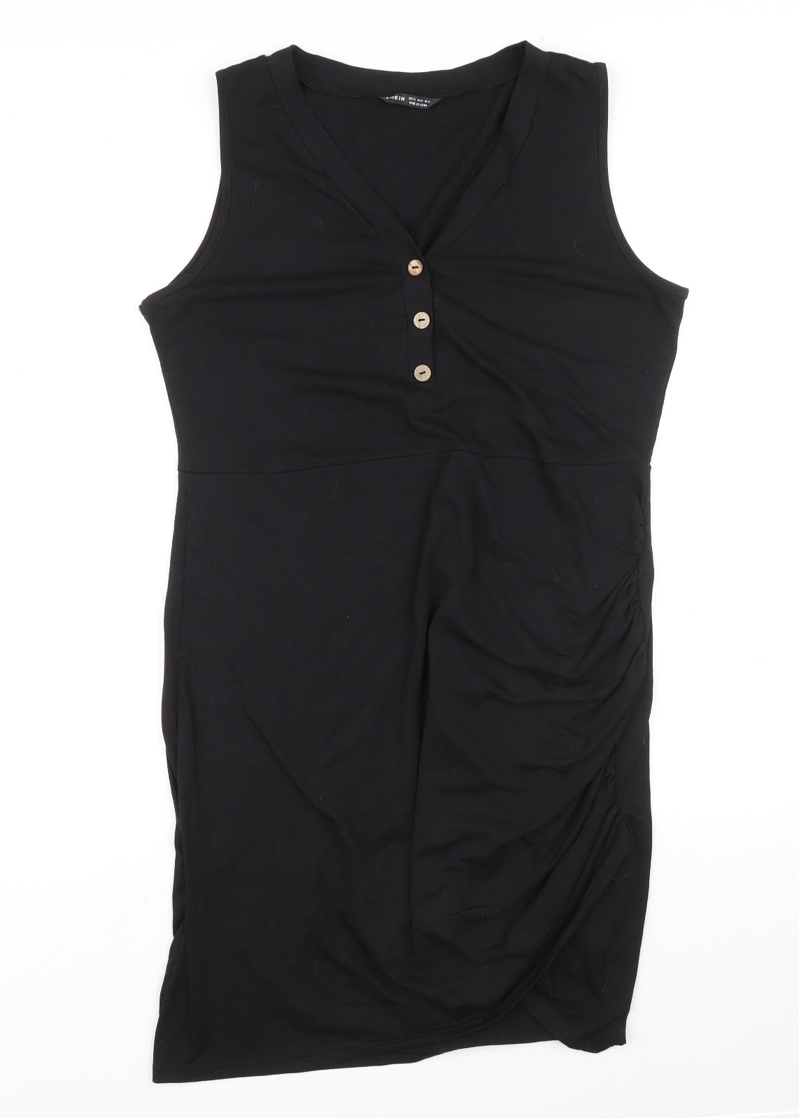 SHIEN Womens Black Polyester Pencil Dress Size XL V-Neck Button
