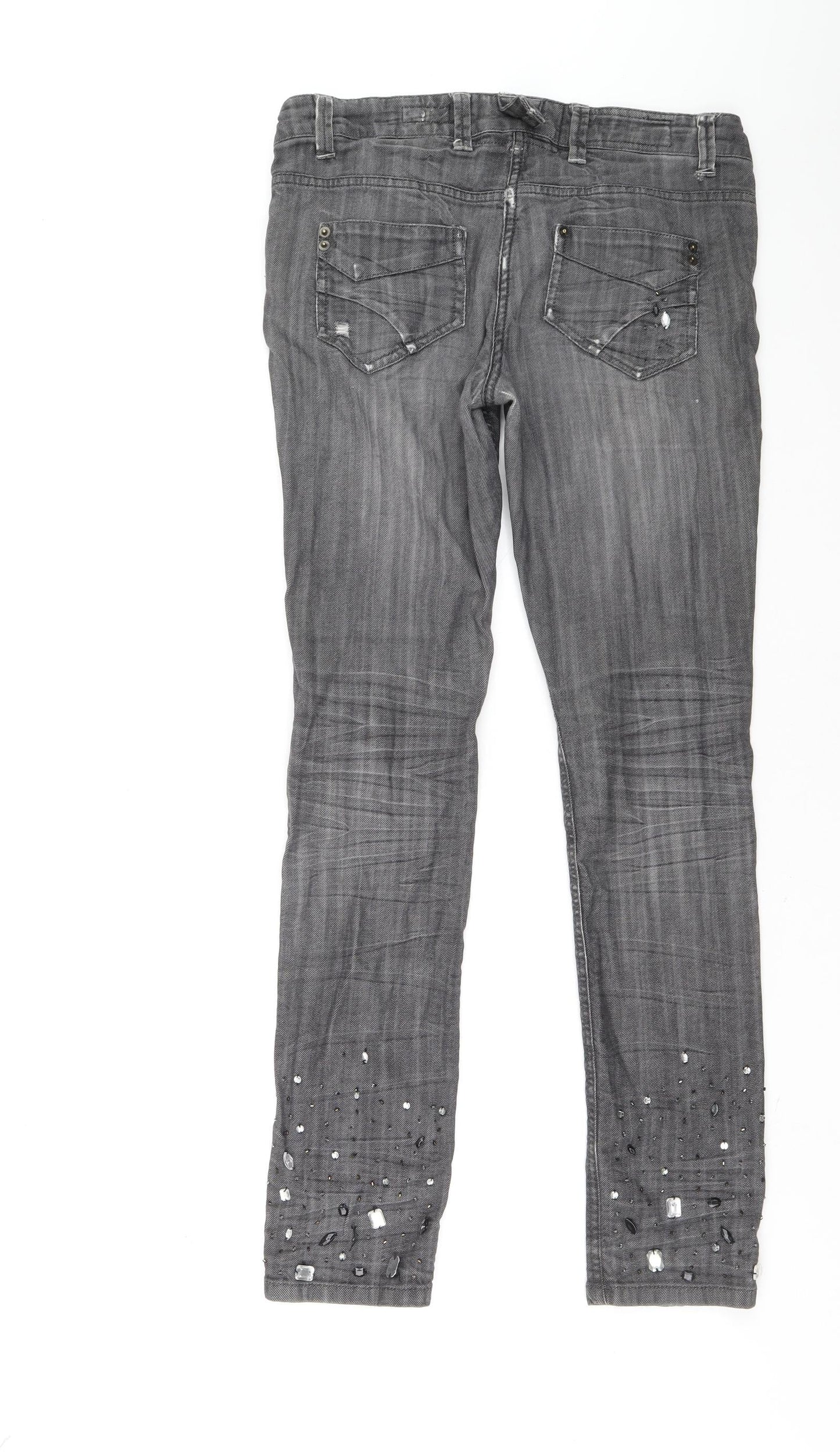 Preworn Womens Grey Cotton Skinny Jeans Size 28 in L30 in Regular Zip