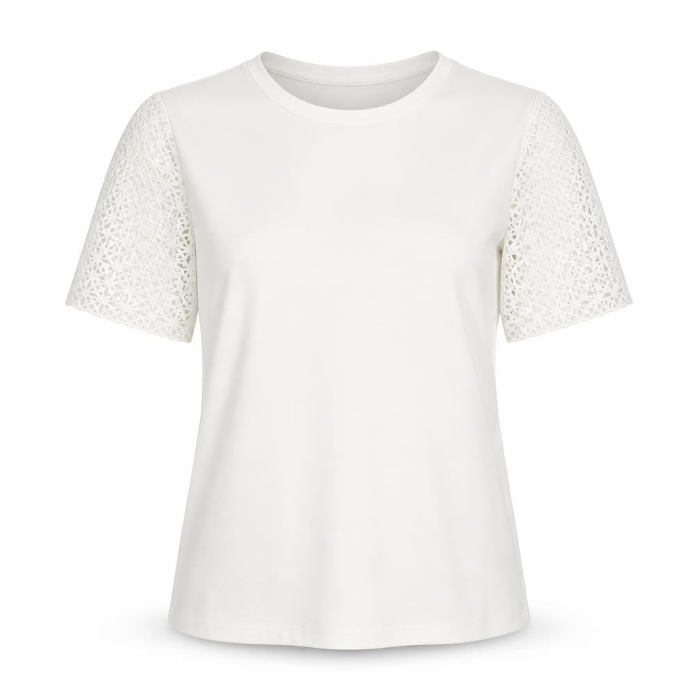 New Look Womens White Polyester Basic Blouse Size 8 Round Neck