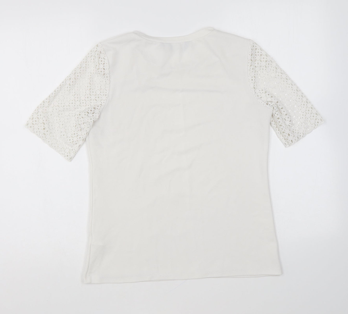 New Look Womens White Polyester Basic Blouse Size 8 Round Neck