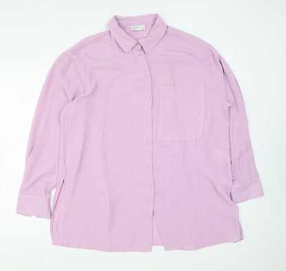 Papaya Womens Pink Polyester Basic Button-Up Size 12 Collared