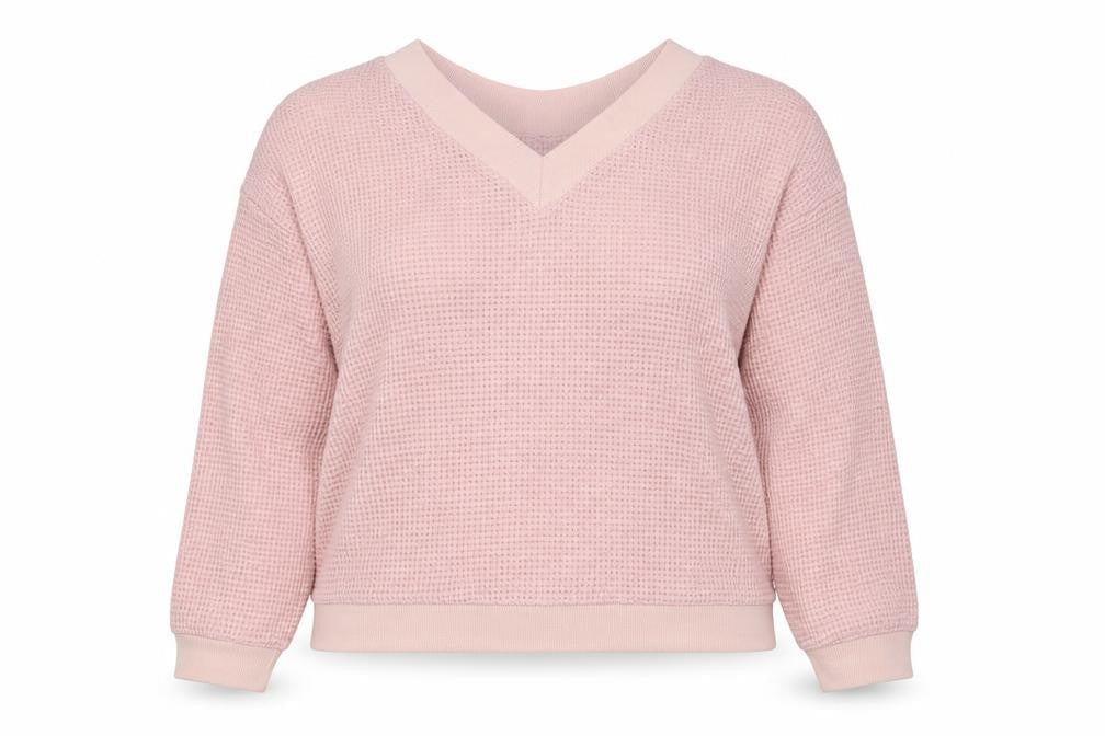 Adreamly Womens Pink V-Neck Acrylic Pullover Jumper Size XL