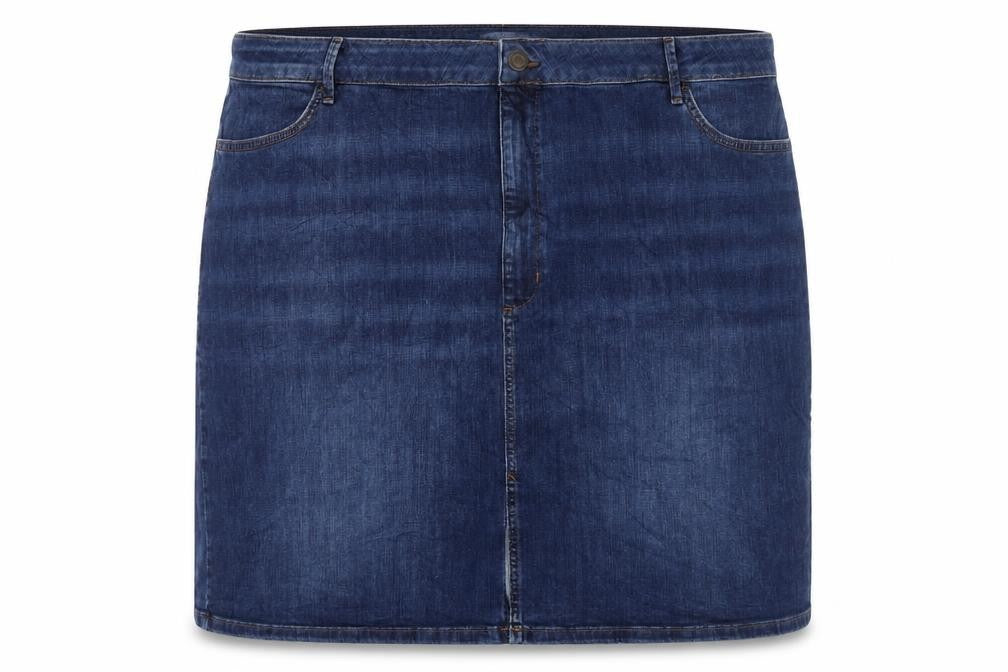 Marks & Spencer Womens Blue Cotton Straight & Pencil Skirt Size 30 Zip