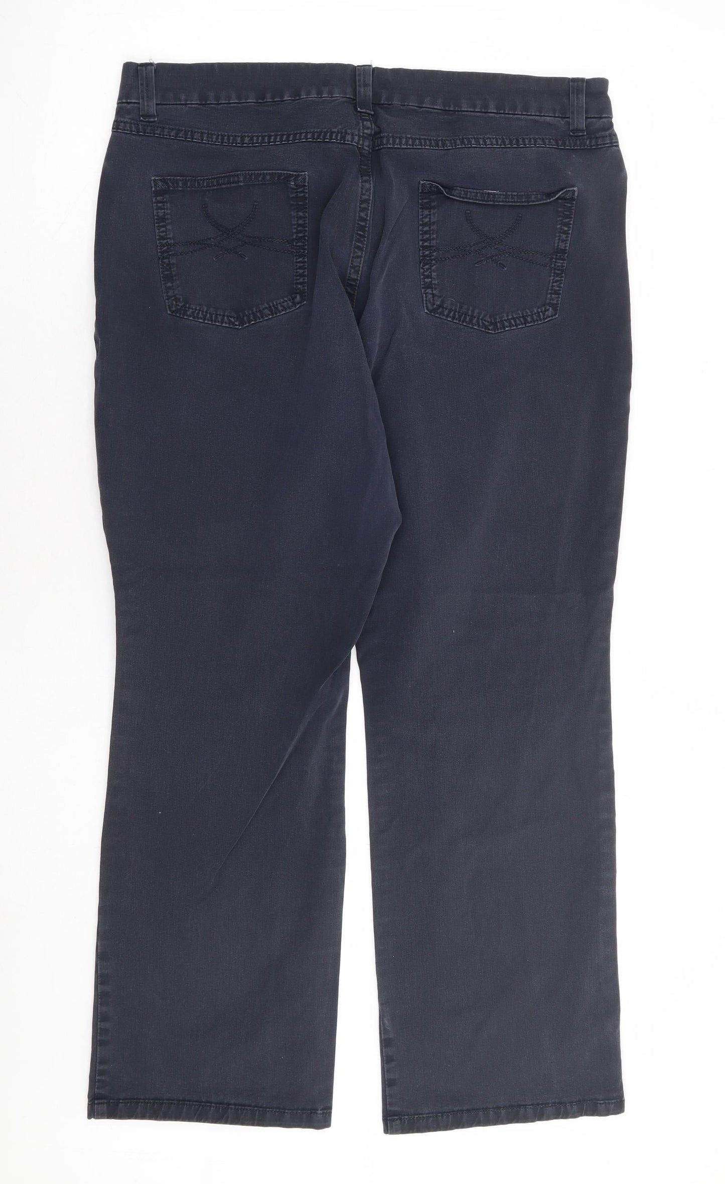Marks and Spencer Womens Blue Cotton Straight Jeans Size 34 in L28 in Regular Zip