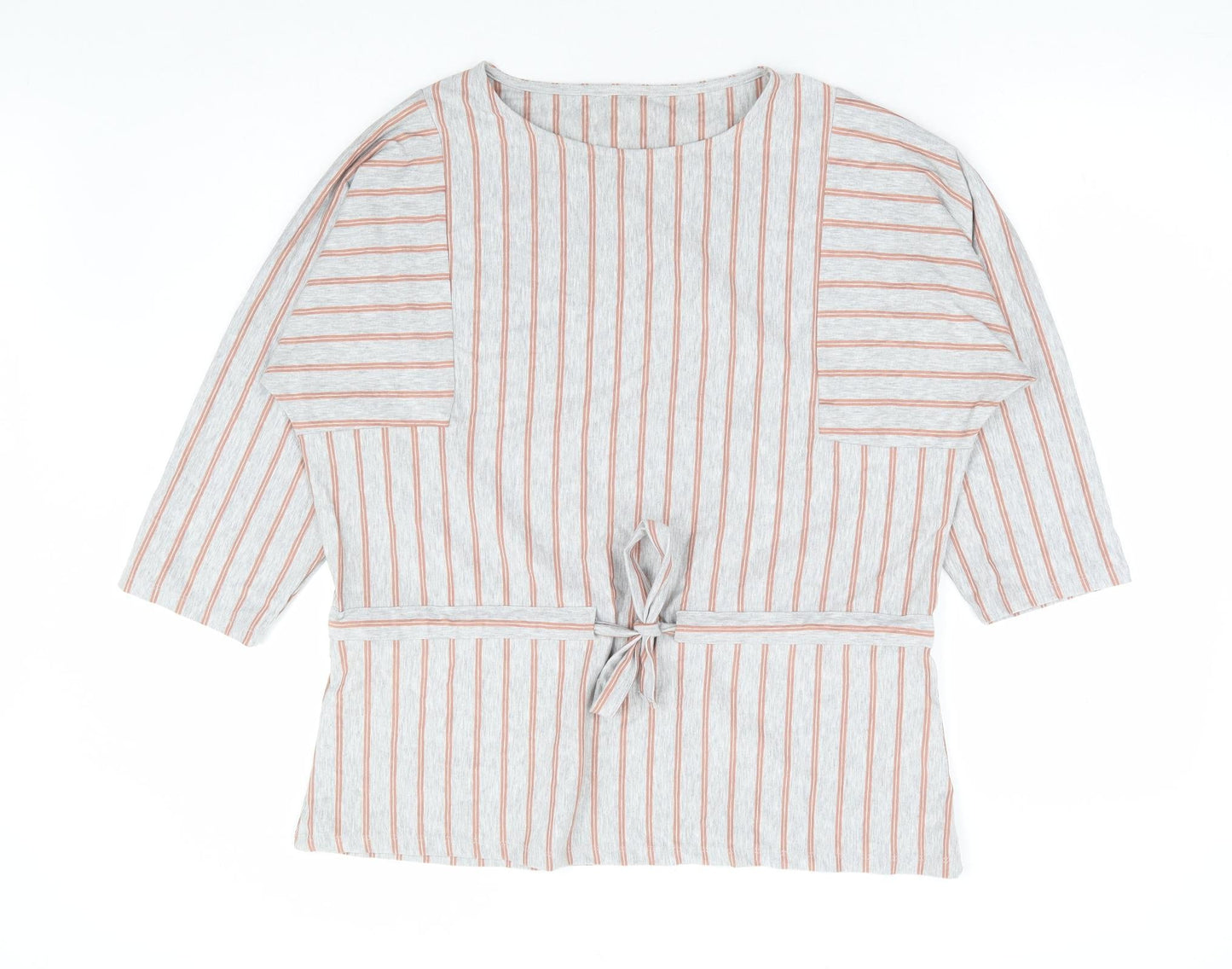 Principles Womens Grey Striped Polyester Basic Blouse Size 18 Round Neck - Batwing