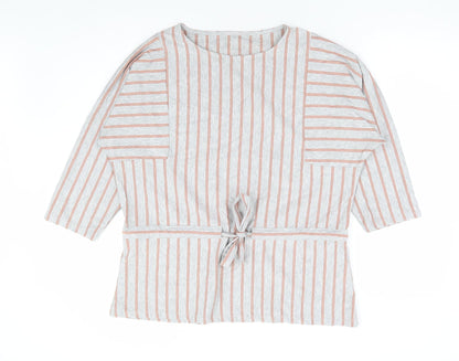 Principles Womens Grey Striped Polyester Basic Blouse Size 18 Round Neck - Batwing