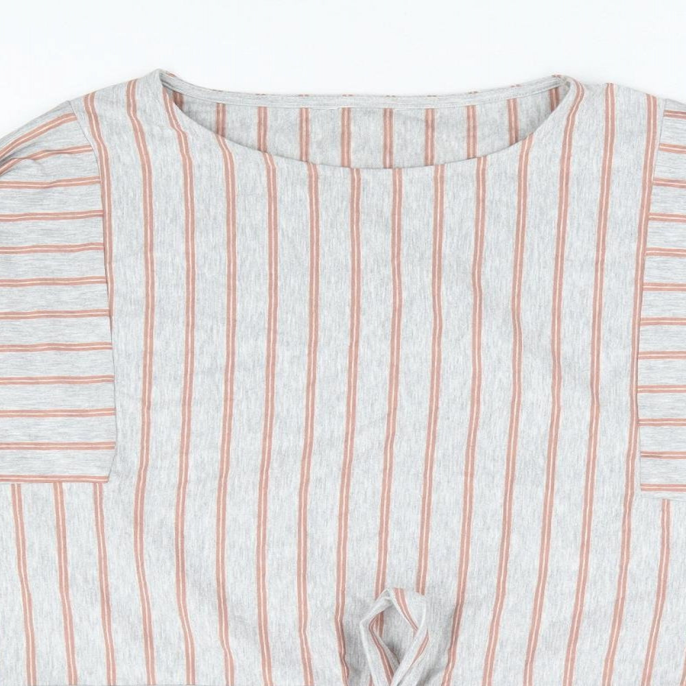 Principles Womens Grey Striped Polyester Basic Blouse Size 18 Round Neck - Batwing