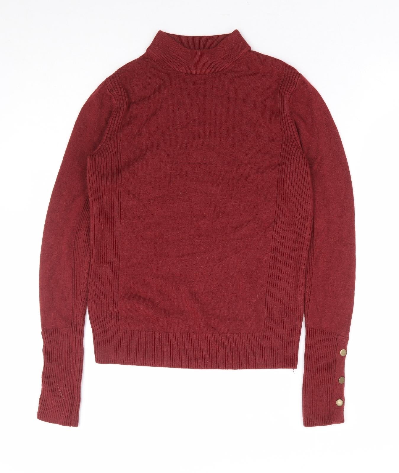 Preworn Womens Red Mock Neck Acrylic Pullover Jumper Size 8