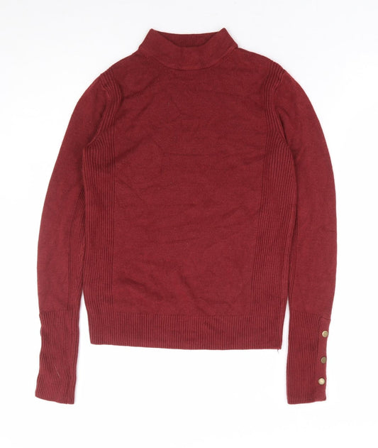 Preworn Womens Red Mock Neck Acrylic Pullover Jumper Size 8