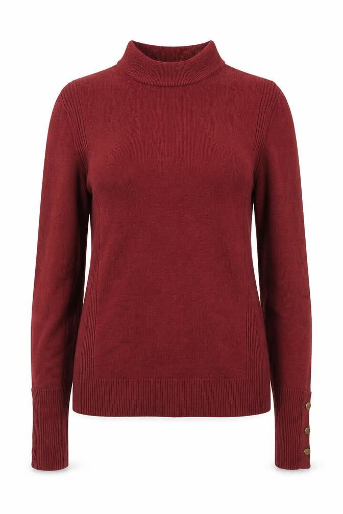 Preworn Womens Red Mock Neck Acrylic Pullover Jumper Size 8
