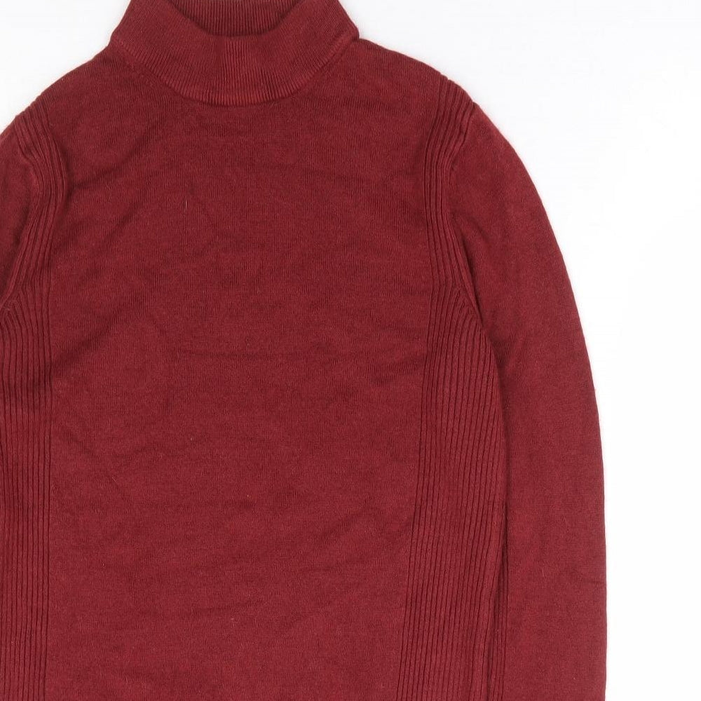 Preworn Womens Red Mock Neck Acrylic Pullover Jumper Size 8