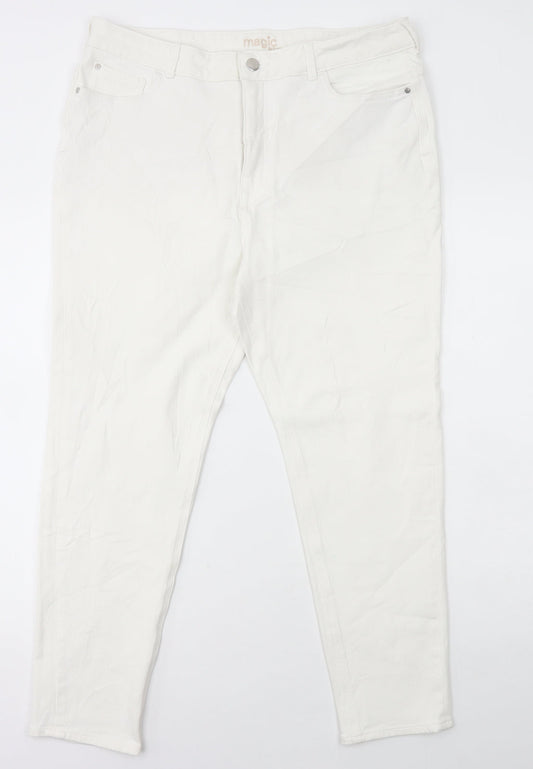 Marks and Spencer Womens White Cotton Skinny Jeans Size 38 L27 in Regular Button