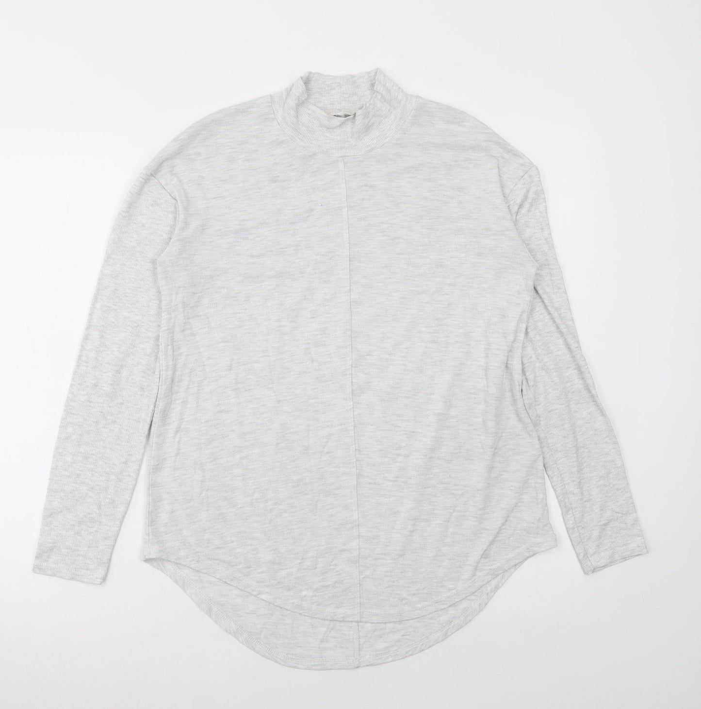 NEXT Womens Grey Viscose Basic T-Shirt Size 12 Mock Neck