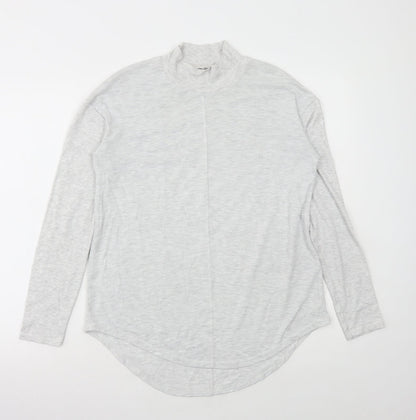 Next Womens Grey Viscose Basic T-Shirt Size 12 Mock Neck