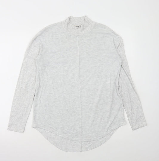 NEXT Womens Grey Viscose Basic T-Shirt Size 12 Mock Neck