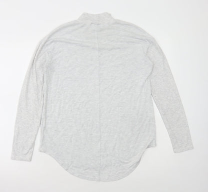 Next Womens Grey Viscose Basic T-Shirt Size 12 Mock Neck