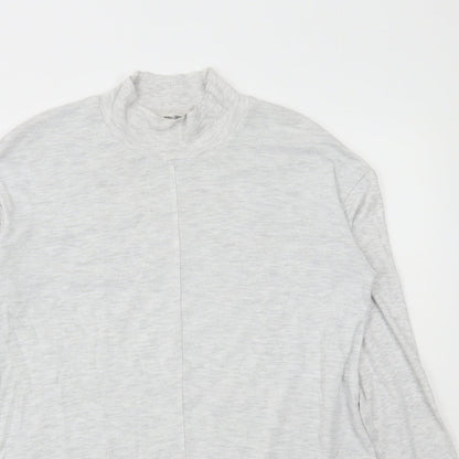 Next Womens Grey Viscose Basic T-Shirt Size 12 Mock Neck