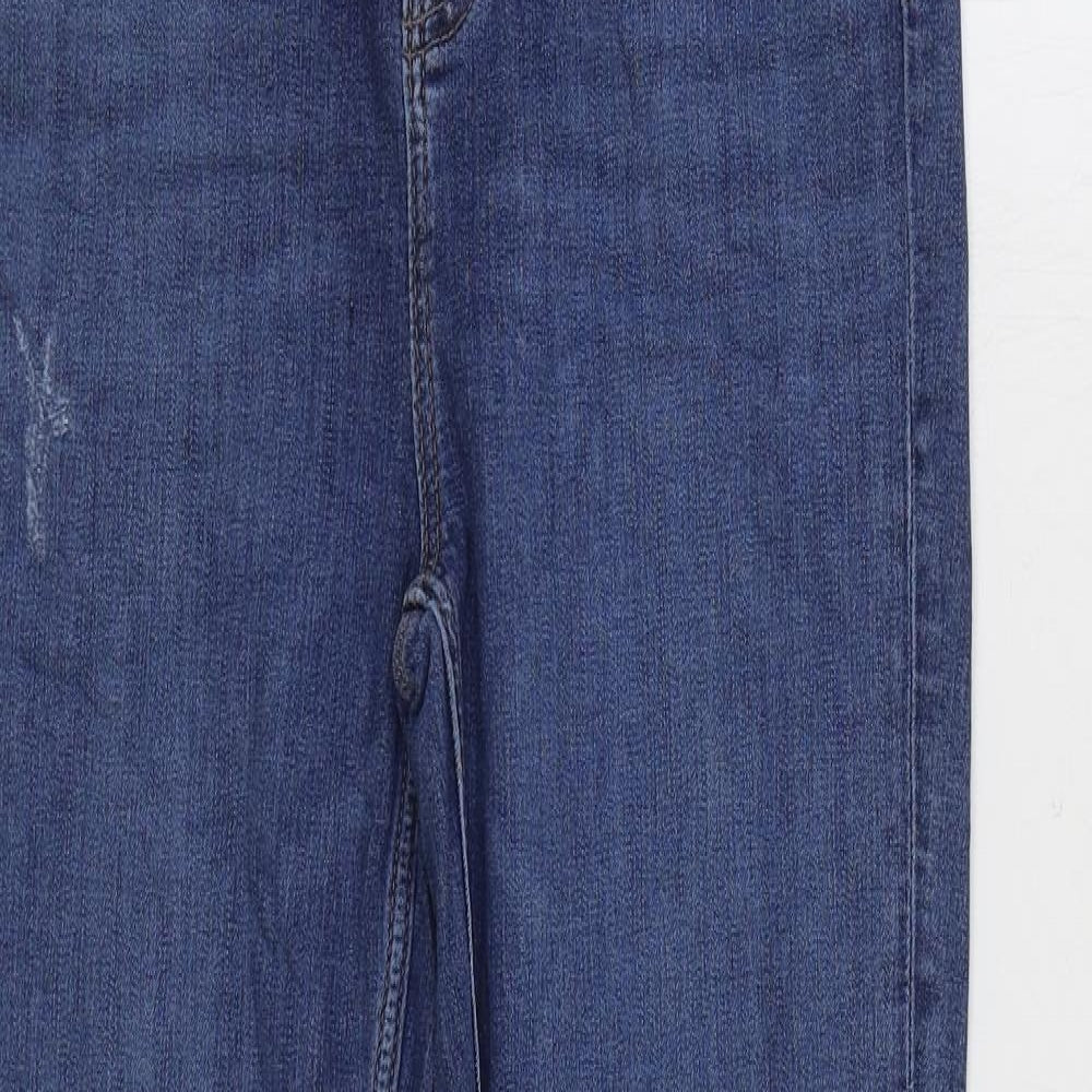 Marks and Spencer Womens Blue Cotton Skinny Jeans Size 10 L28 in Regular Zip