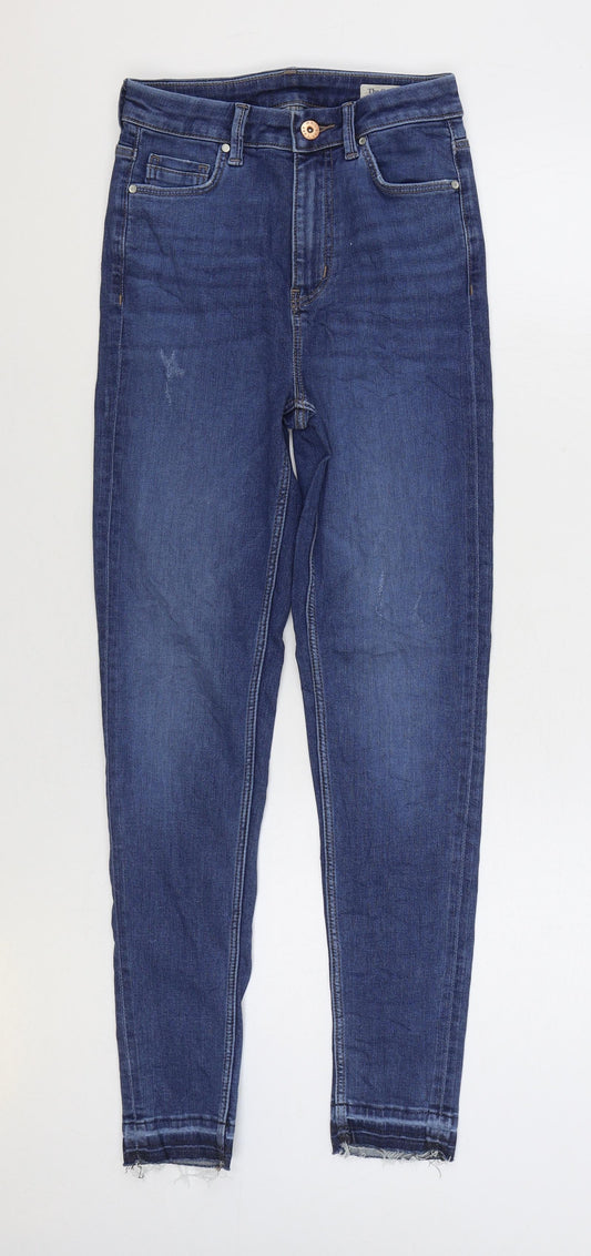 Marks and Spencer Womens Blue Cotton Skinny Jeans Size 6 L28 in Regular Zip