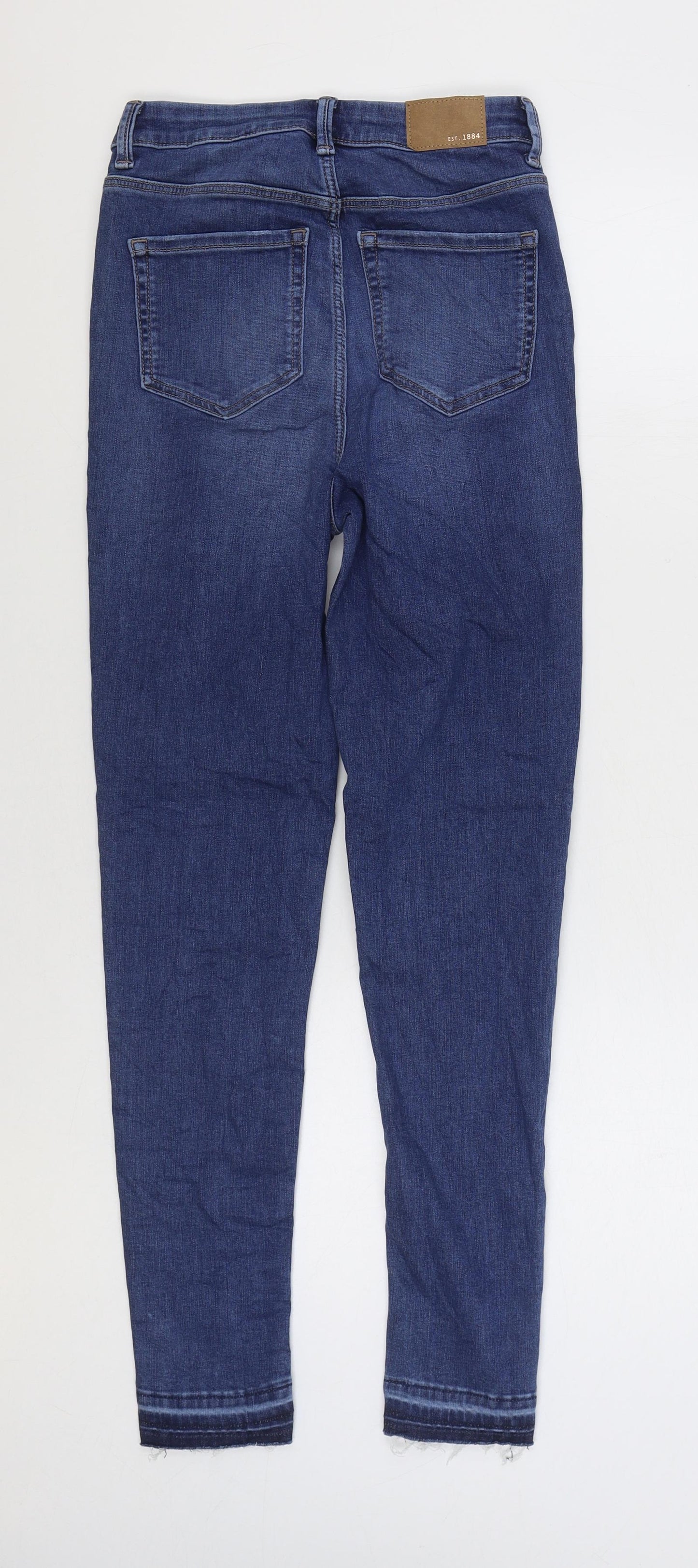 Marks and Spencer Womens Blue Cotton Skinny Jeans Size 6 L28 in Regular Zip