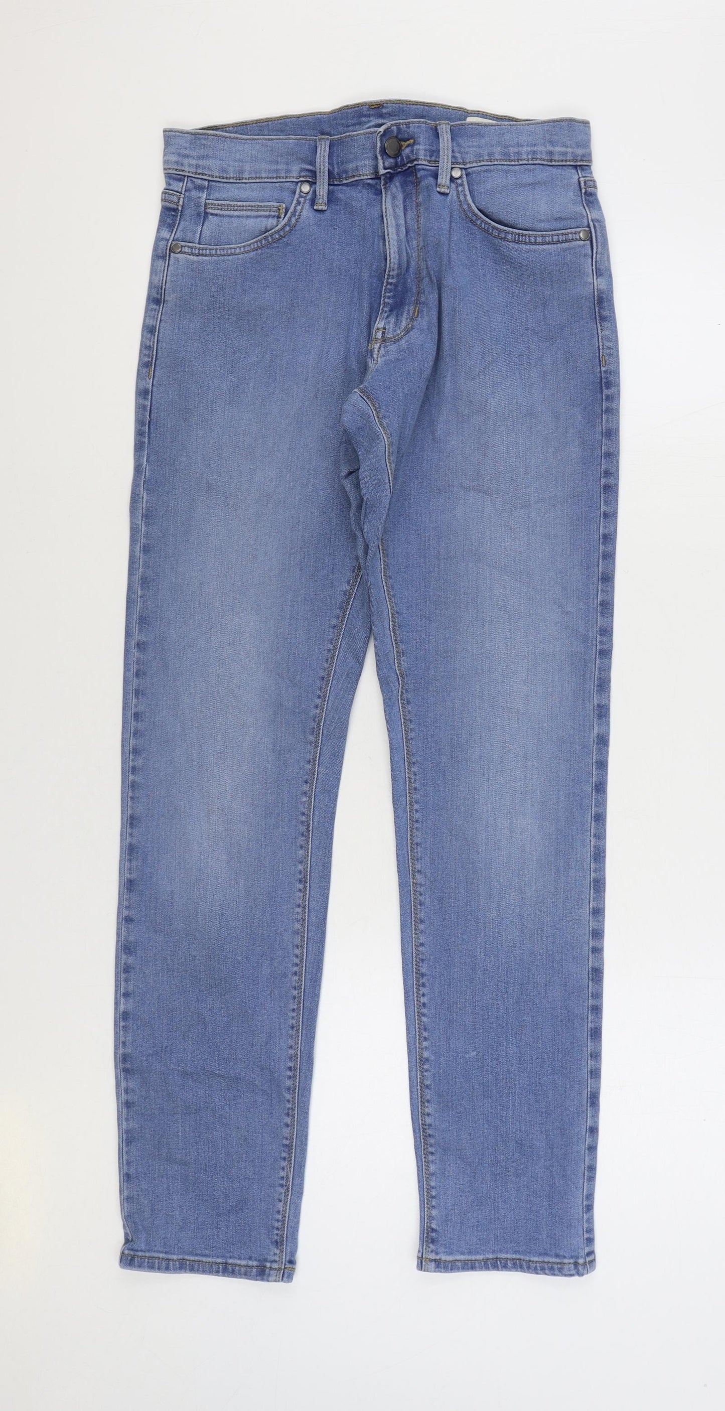 Marks and Spencer Womens Blue Cotton Skinny Jeans Size 30 in L31 in Regular Zip