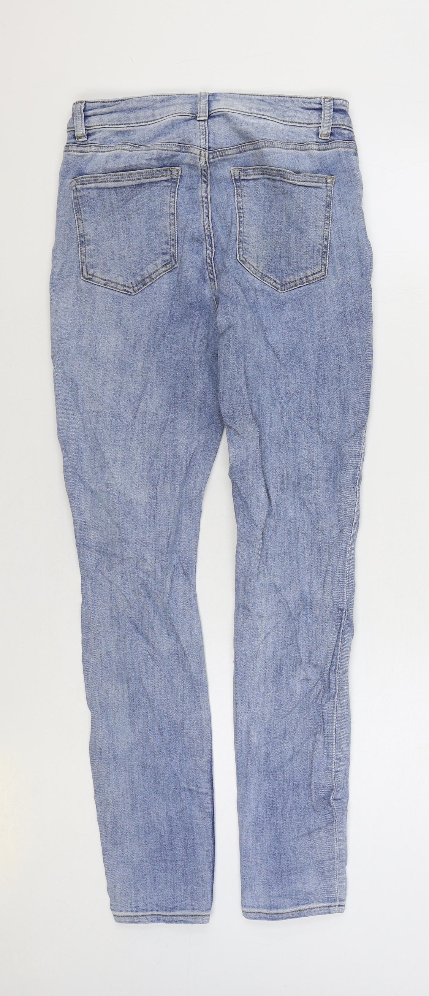 H&M Womens Blue Cotton Skinny Jeans Size 10 L29 in Regular Zip