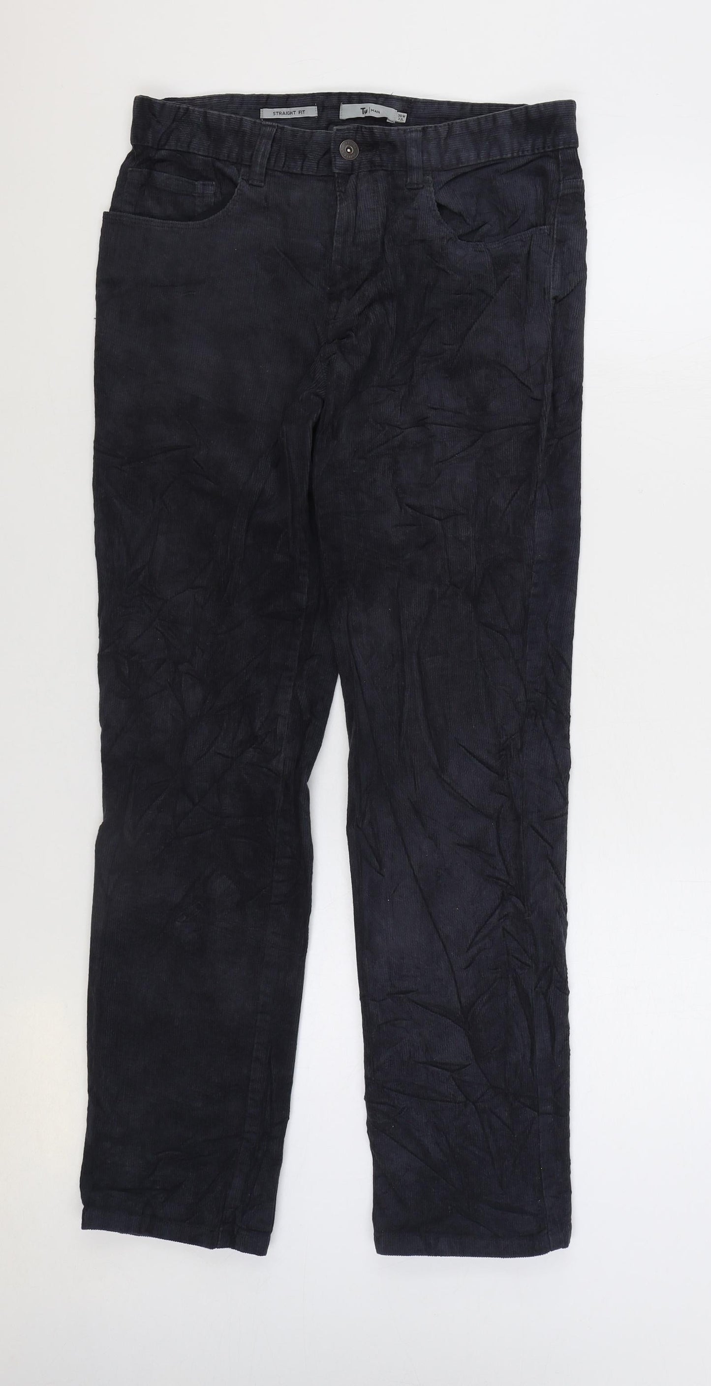 TU Womens Grey Cotton Trousers Size 30 in L32 in Regular Zip