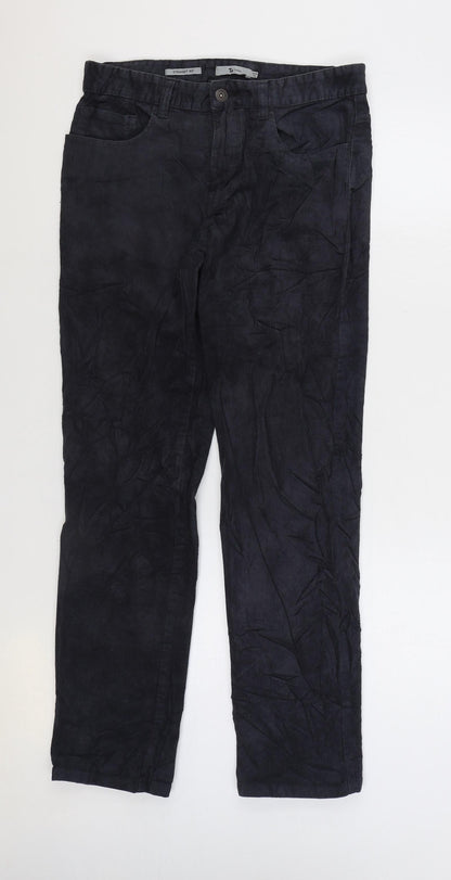 Tu Womens Grey Cotton Trousers Size 30 in L32 in Regular Zip