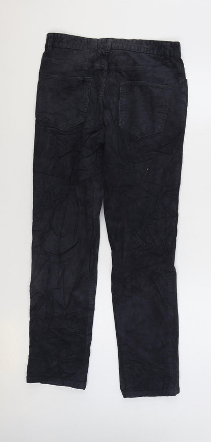 Tu Womens Grey Cotton Trousers Size 30 in L32 in Regular Zip
