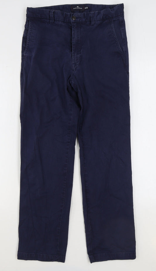 Blue Habour Womens Blue Cotton Chino Trousers Size 32 in L31 in Regular Zip