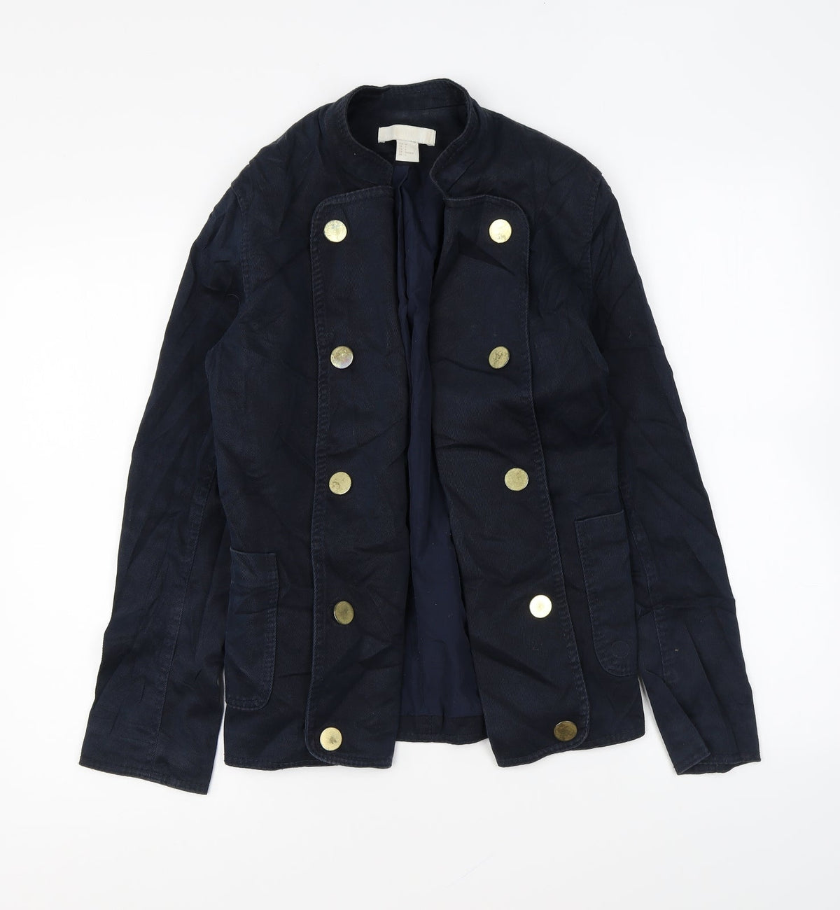 H&M Womens Blue Jacket Size 6 Button
