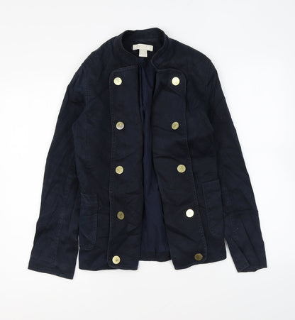 H&M Womens Blue Jacket Size 6 Button