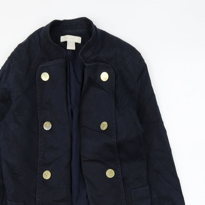 H&M Womens Blue Jacket Size 6 Button