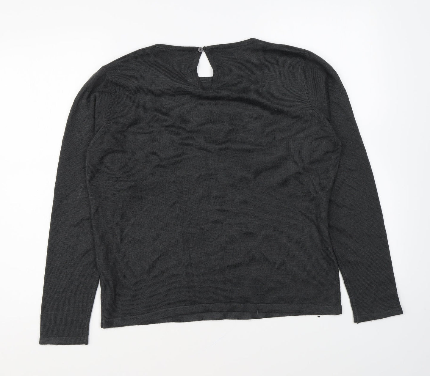 Preworn Womens Grey Round Neck Acrylic Pullover Jumper Size M