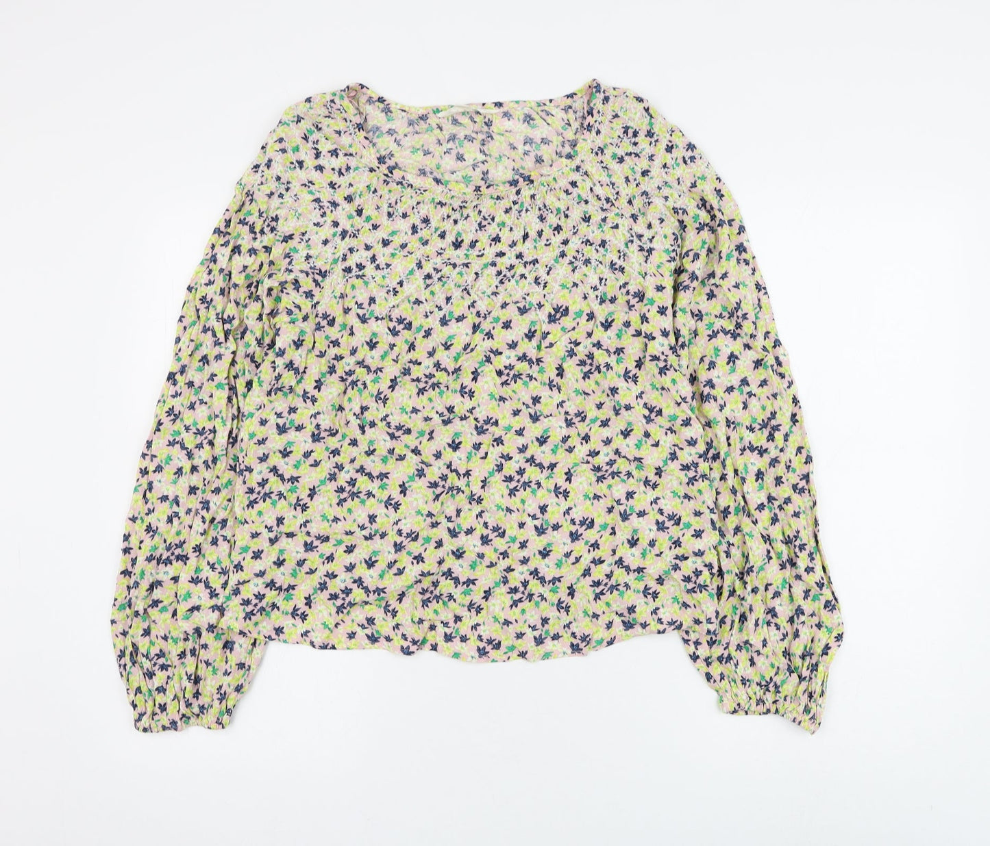 Marks and Spencer Womens Multicoloured Floral Viscose Basic Blouse Size 8 Round Neck