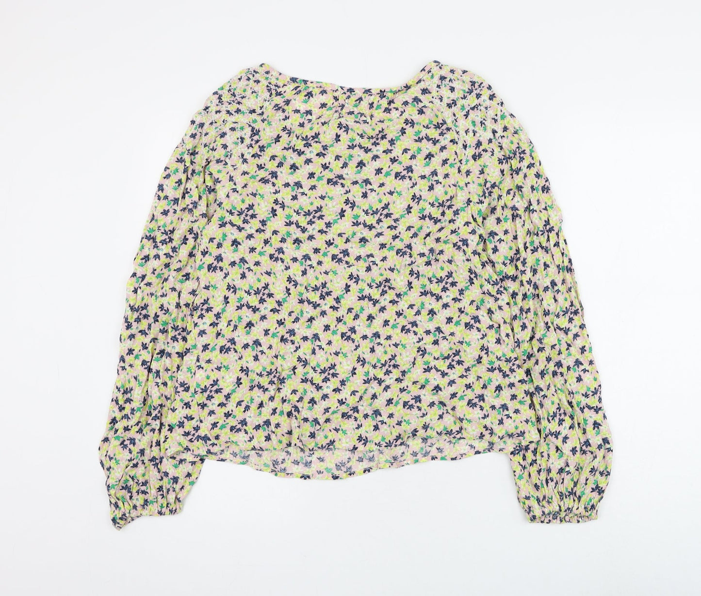 Marks and Spencer Womens Multicoloured Floral Viscose Basic Blouse Size 8 Round Neck