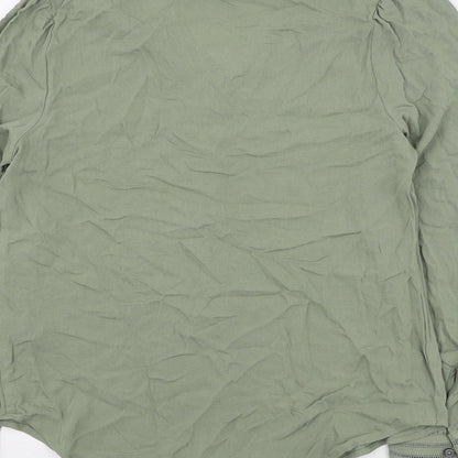 Marks & Spencer Womens Green Viscose Basic Button-Up Size 6 V-Neck
