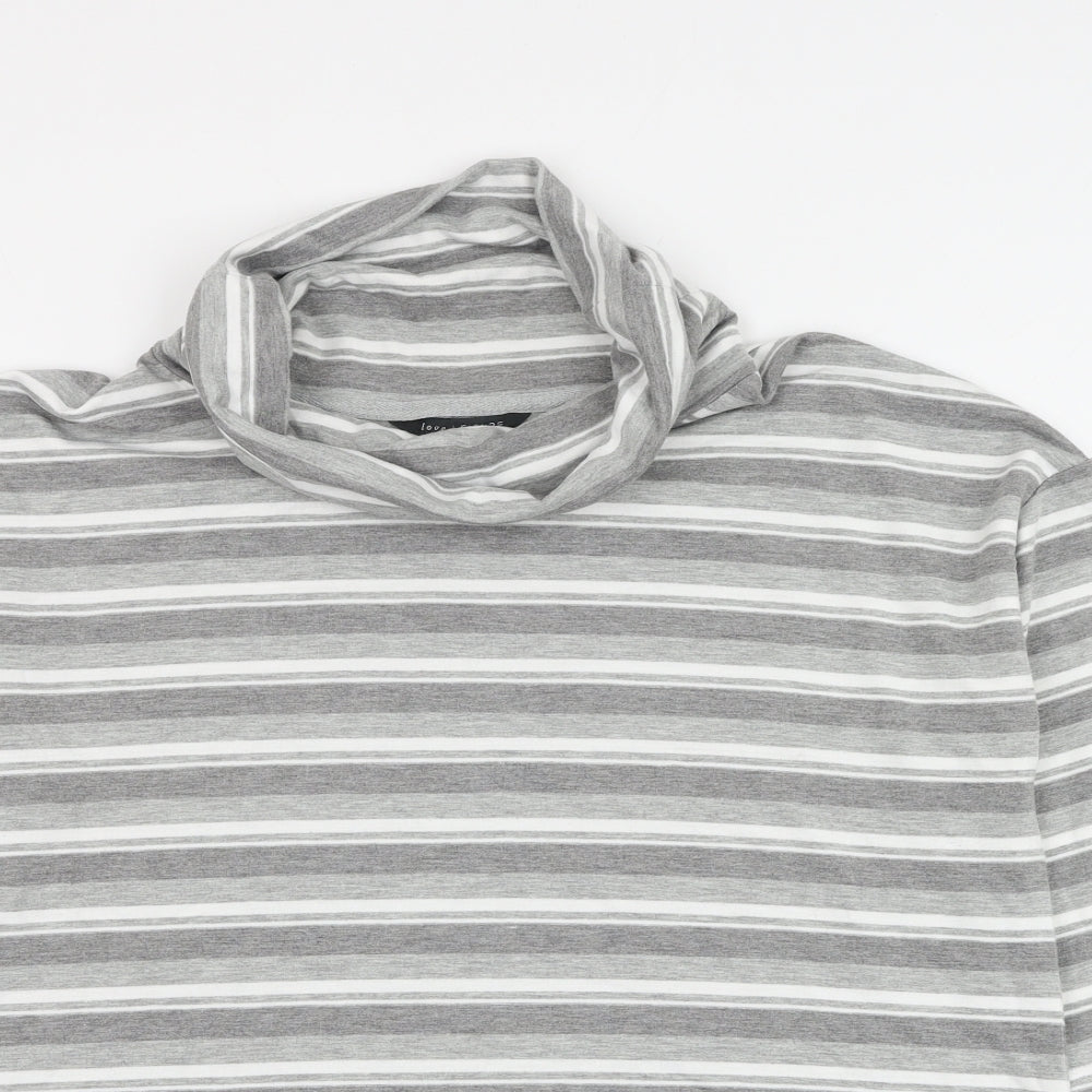 Preworn Womens Grey Striped Polyester Pullover Sweatshirt Size 16 Pullover