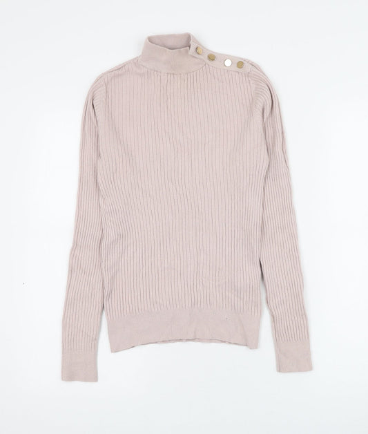 New Look Womens Pink Mock Neck Viscose Pullover Jumper Size 10