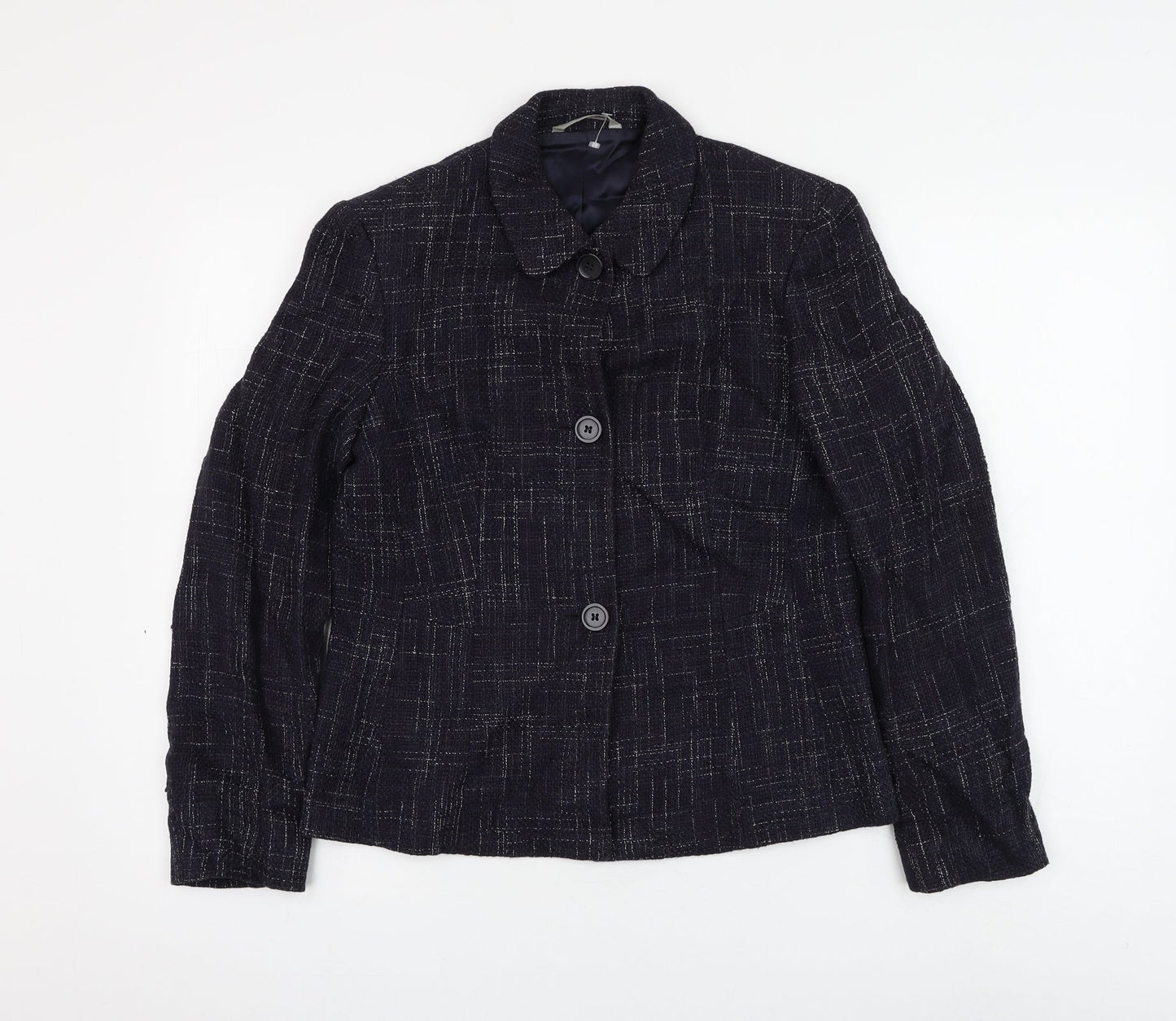 Marks and Spencer Womens Blue Check Jacket Blazer Size 10 Button