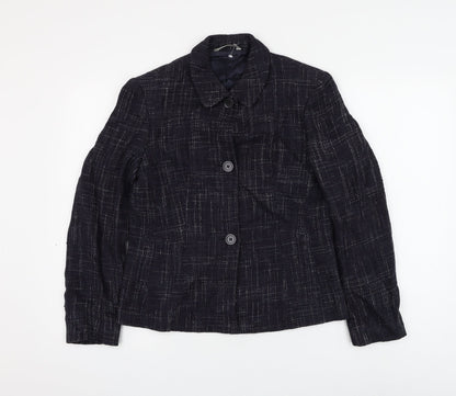Marks & Spencer Womens Blue Check Jacket Blazer Size 10 Button