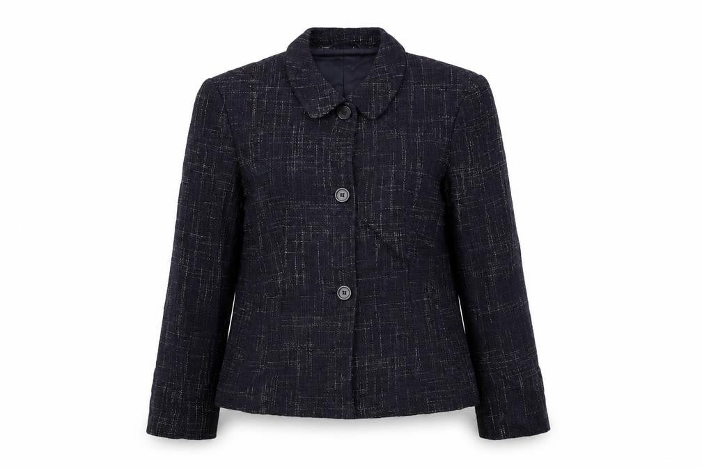Marks & Spencer Womens Blue Check Jacket Blazer Size 10 Button