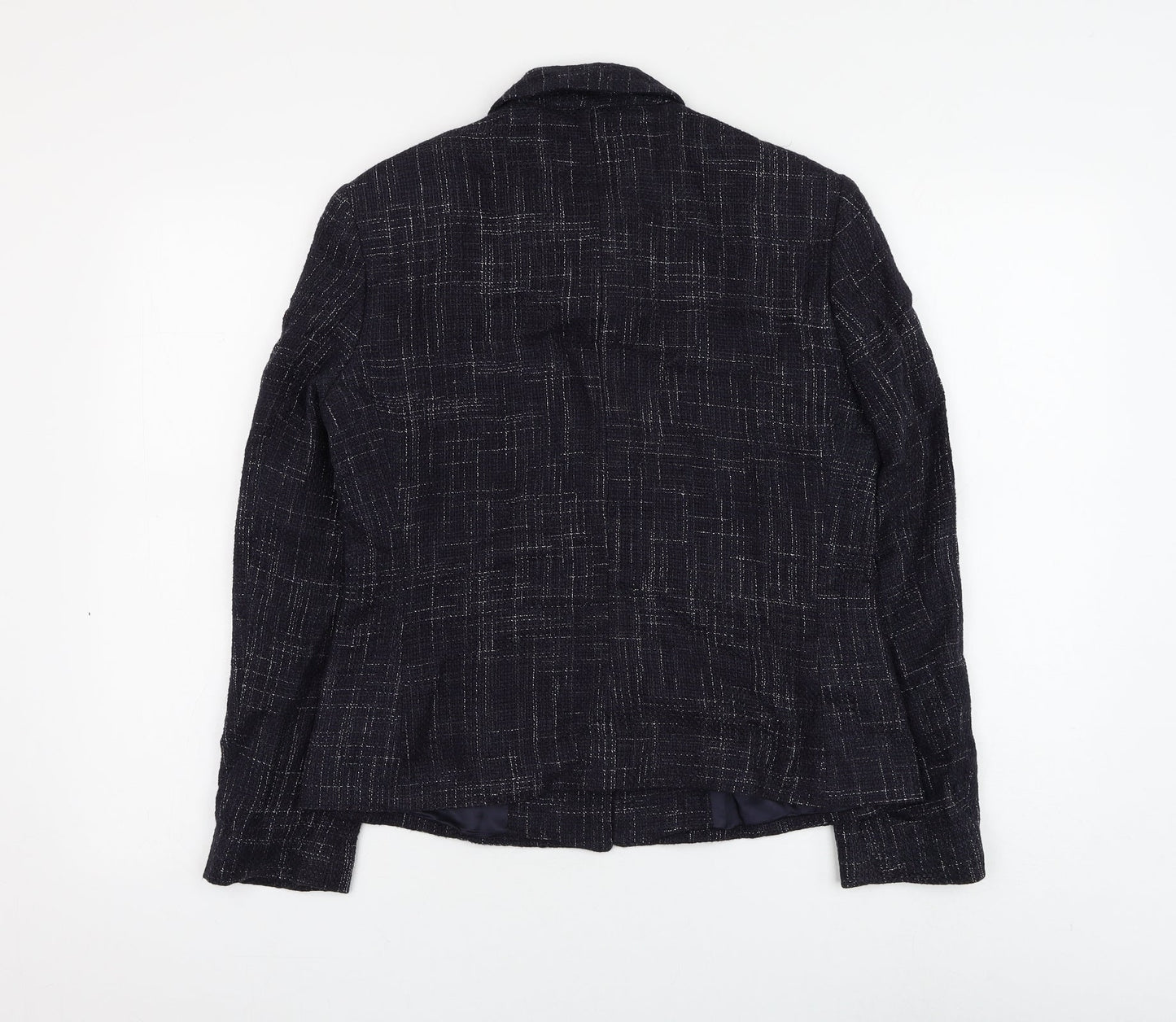Marks and Spencer Womens Blue Check Jacket Blazer Size 10 Button