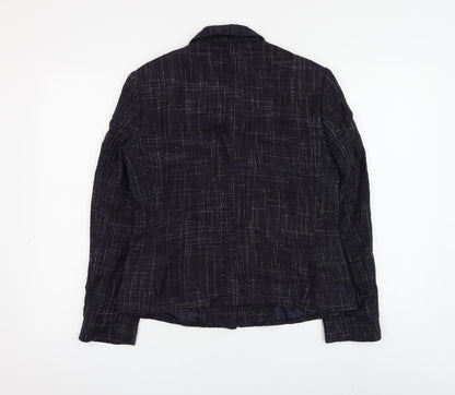 Marks & Spencer Womens Blue Check Jacket Blazer Size 10 Button